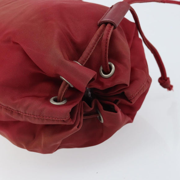 PRADA Drawstring Pouch Nylon Red Auth hk3533