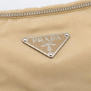 PRADA Shoulder Bag Nylon Beige Silver Auth hk3534-19