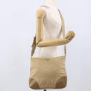 PRADA Shoulder Bag Nylon Beige Silver Auth hk3534-25