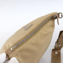 PRADA Shoulder Bag Nylon Beige Silver Auth hk3534-6