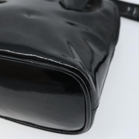 GUCCI Bamboo Hand Bag Patent 2way Black Silver 007 1014 0231 0 Auth hk3535
