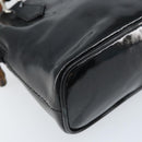 GUCCI Bamboo Hand Bag Patent 2way Black Silver 007 1014 0231 0 Auth hk3535-17