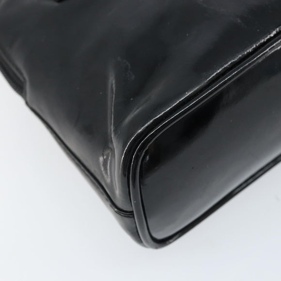 GUCCI Bamboo Hand Bag Patent 2way Black Silver 007 1014 0231 0 Auth hk3535