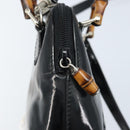 GUCCI Bamboo Hand Bag Patent 2way Black Silver 007 1014 0231 0 Auth hk3535-19