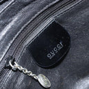 GUCCI Bamboo Hand Bag Patent 2way Black Silver 007 1014 0231 0 Auth hk3535-20
