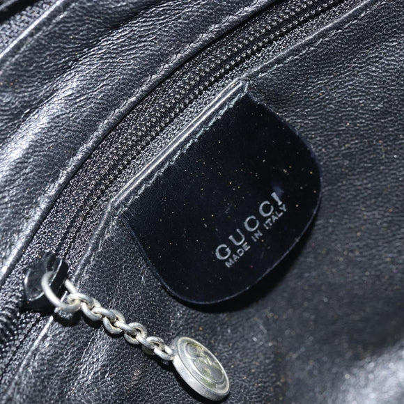 GUCCI Bamboo Hand Bag Patent 2way Black Silver 007 1014 0231 0 Auth hk3535