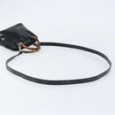 GUCCI Bamboo Hand Bag Patent 2way Black Silver 007 1014 0231 0 Auth hk3535-8