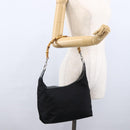 GUCCI Bamboo Hand Bag Nylon Black Silver Auth hk3536-22