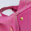PRADA Canapa PM Hand Bag Canvas Pink Gold Auth hk3537-15