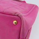 PRADA Canapa PM Hand Bag Canvas Pink Gold Auth hk3537-16