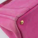 PRADA Canapa PM Hand Bag Canvas Pink Gold Auth hk3537-17