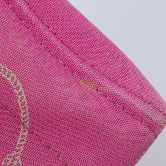 PRADA Canapa PM Hand Bag Canvas Pink Gold Auth hk3537