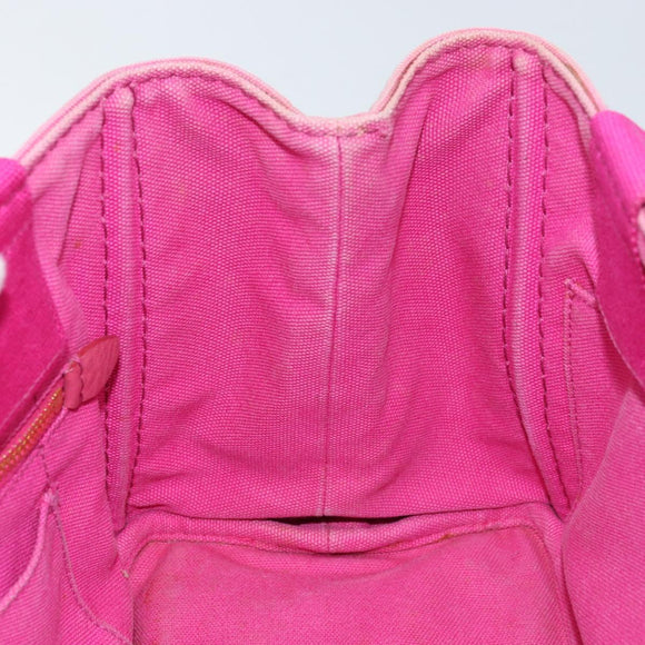 PRADA Canapa PM Hand Bag Canvas Pink Gold Auth hk3537