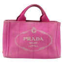 PRADA Canapa PM Hand Bag Canvas Pink Gold Auth hk3537-13