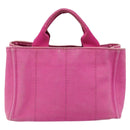 PRADA Canapa PM Hand Bag Canvas Pink Gold Auth hk3537-2
