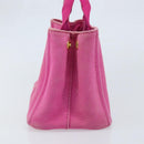 PRADA Canapa PM Hand Bag Canvas Pink Gold Auth hk3537-4