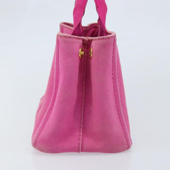 PRADA Canapa PM Hand Bag Canvas Pink Gold Auth hk3537