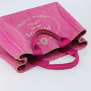 PRADA Canapa PM Hand Bag Canvas Pink Gold Auth hk3537-6