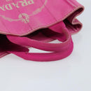 PRADA Canapa PM Hand Bag Canvas Pink Gold Auth hk3537-7