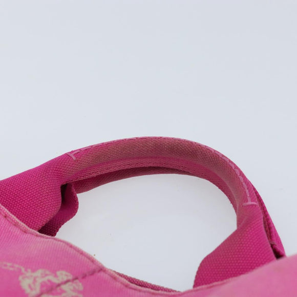 PRADA Canapa PM Hand Bag Canvas Pink Gold Auth hk3537