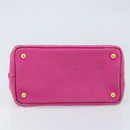 PRADA Canapa PM Hand Bag Canvas Pink Gold Auth hk3537-5