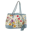 GUCCI Bamboo Flora Tote Bag Canvas Multicolor Gold 358470 Auth hk3538-1