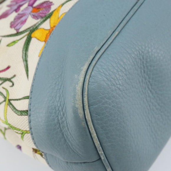 GUCCI Bamboo Flora Tote Bag Canvas Multicolor Gold 358470 Auth hk3538