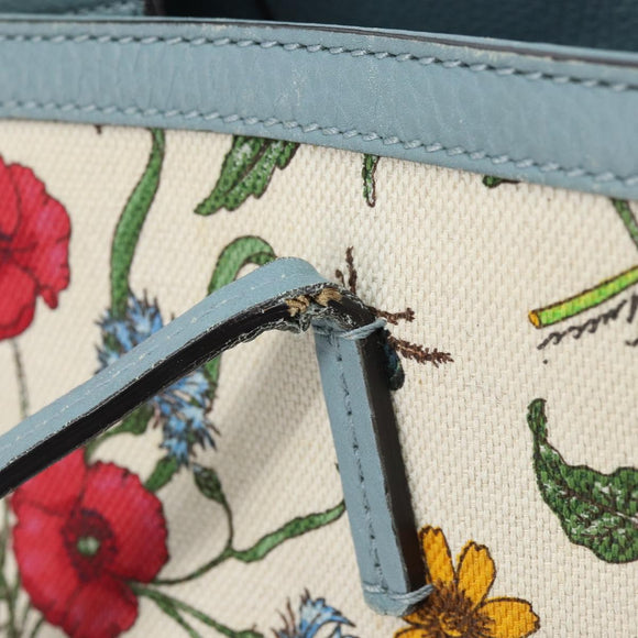GUCCI Bamboo Flora Tote Bag Canvas Multicolor Gold 358470 Auth hk3538