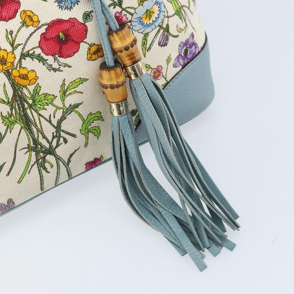 GUCCI Bamboo Flora Tote Bag Canvas Multicolor Gold 358470 Auth hk3538