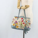 GUCCI Bamboo Flora Tote Bag Canvas Multicolor Gold 358470 Auth hk3538-25