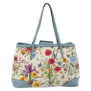 GUCCI Bamboo Flora Tote Bag Canvas Multicolor Gold 358470 Auth hk3538-3
