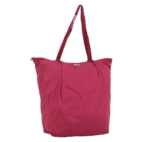 Miu Miu Shopper Tas Nylon Roze Goud Auth hk3540