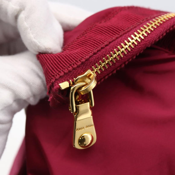 Miu Miu Shopper Tas Nylon Roze Goud Auth hk3540