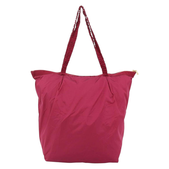 Miu Miu Shopper Tas Nylon Roze Goud Auth hk3540