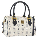 MCM Vicetos Logogram Boston Tas PVC Leer 2way Wit Goud Auth hk3541-1