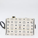 MCM Vicetos Logogram Boston Tas PVC Leer 2way Wit Goud Auth hk3541-5
