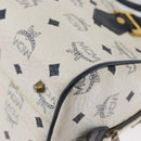 MCM Vicetos Logogram Boston Tas PVC Leer 2way Wit Goud Auth hk3541-18
