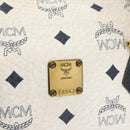 MCM Vicetos Logogram Boston Tas PVC Leer 2way Wit Goud Auth hk3541-12
