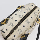 MCM Vicetos Logogram Boston Tas PVC Leer 2way Wit Goud Auth hk3541-6