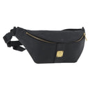 MCM Logogram Vicetos Waist bag PVC Black Gold Auth hk3543-1