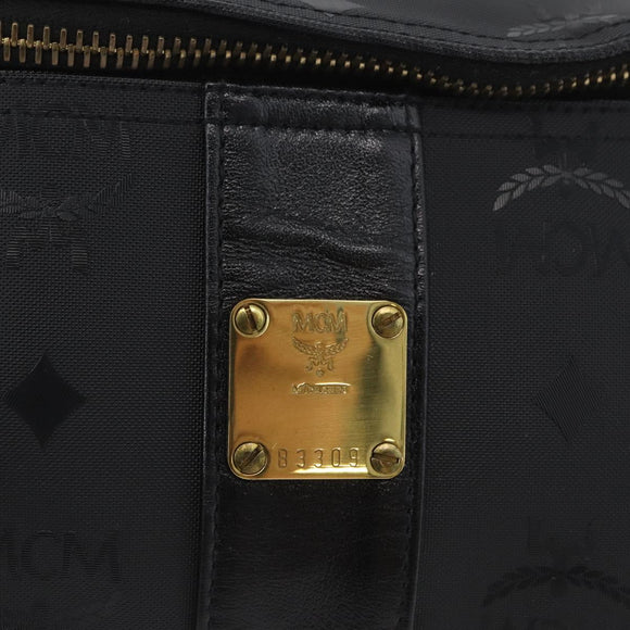 MCM Logogram Vicetos Waist bag PVC Black Gold Auth hk3543