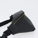 MCM Logogram Vicetos Waist bag PVC Black Gold Auth hk3543-5