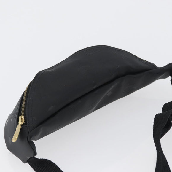 MCM Logogram Vicetos Waist bag PVC Black Gold Auth hk3543
