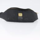 MCM Logogram Vicetos Waist bag PVC Black Gold Auth hk3543-9
