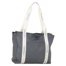 CHANEL Tote Bag Nylon Gray Silver CC Auth hk3544-1