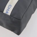 CHANEL Tote Bag Nylon Gray Silver CC Auth hk3544-10