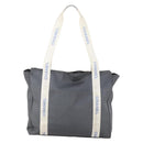 CHANEL Tote Bag Nylon Gray Silver CC Auth hk3544-2