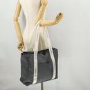 CHANEL Tote Bag Nylon Gray Silver CC Auth hk3544-22
