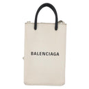 BALENCIAGA Shopping Phone Holder Shoulder Bag Leather White 593826 Auth hk3545-13