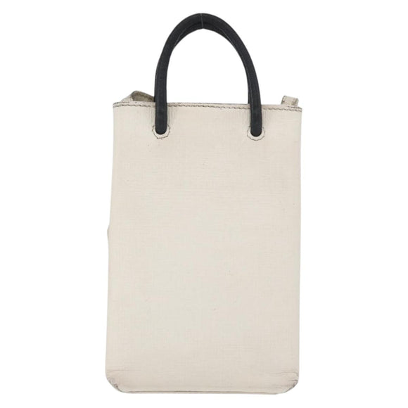 BALENCIAGA Shopping Phone Holder Shoulder Bag Leather White 593826 Auth hk3545